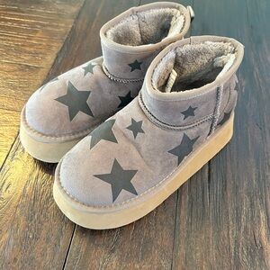 Steve Madden Chels Charcoal Chunky Platform Faux Fur